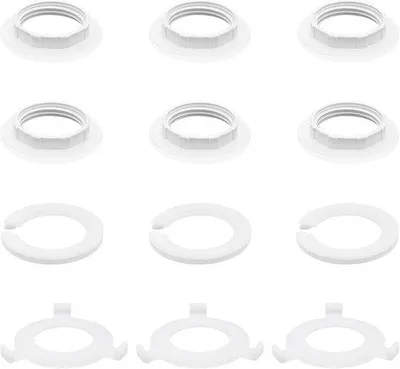 Productafbeelding van SnelShoppen - Set van 12 lampenkappenadapters: 6 stuks E14 naar E27 adapters, 6 stuks verkleiningsringen, wit, geschikt voor tafellampen en andere lampen
