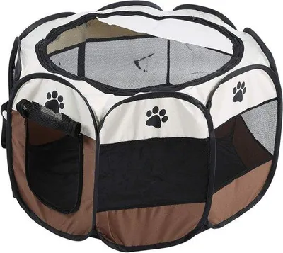 Image de Tente pliable en filet pour animaux de compagnie, 8 pièces - Couleur café - Kit de voyage et de camping - 68 x 45 cm