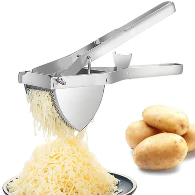 Produktbild von IntiMeg Kartoffelpresse,Multifunktionspresse für Obst und Gemüse, Für Saft, Püree, Kartoffelbrei, Edelstahlmaterial, Silberweiß