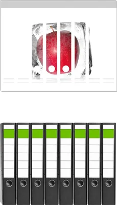 Produktbild von Wallario 8 Stück schmale Ordner inkl. Klebeetiketten mit Motive Roter Apfel in Eiswürfel - Eiskaltes Obst -  Set mit Rückenschildern / Ordnerrücken Stickern