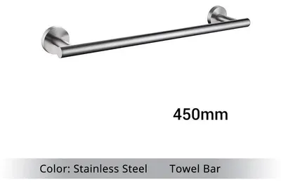 Produktbild von Handtuchstange für das Badezimmer, wandmontiert, gebürstete Metalloberfläche, SS-Handtuchstange-45cm