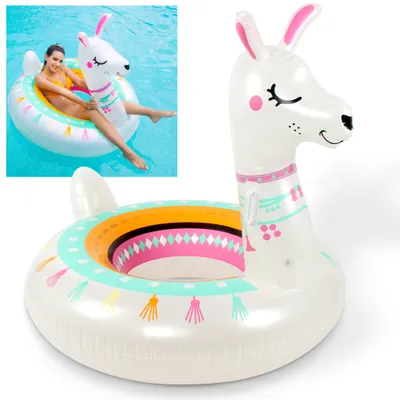 Produktbild von ONBEST Schwimmtier Schwimmreifen Lama mit Flickset | Aufblasbar | 80 kg Belastbar | Hautfreundliches PVC
