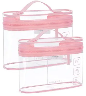 Produktbild von Reise-Toilettentasche, rosa, 1L, transparent, 2er-Pack