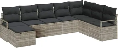 Obrázok produktu pre Sada pohoviek s vankúšom 8 pcs Svetlosivá polyratan