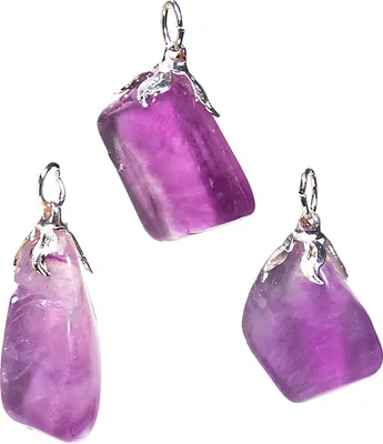 Immagine prodotto di Ciondolo Con Pietra Preziosa Fluorite Viola - ±1,5-3cm Confezione Da 3 Pezzi