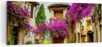 Produktbild von Bild auf Leinwand - Leinwandbild - Straße Sommer Blumen - 120x50cm - Wand Bild - Wanddeko - Leinwanddruck - Bilder - Kunstdruck - Wanddekoration - Leinwand bilder - Wandkunst - AB120x50-3589