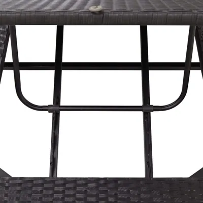 Produktbild von Polyrattan-Liegebett in Schwarz – Verstellbare Liege für den Außenbereich mit komfortablem Kissen – 220x75 cm