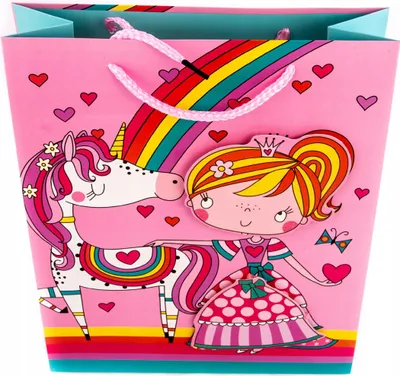 Produktbild von Geschenktüte für Mädchen 26x32cm - Süße Papiertragetasche Bunt für Kindergeburtstag