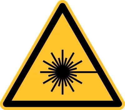 Produktbild von Warnschild "Warnung vor Laserstrahl", für Innen- und Außenbereiche, in verschiedenen Größen und Materialien verfügbar, Seitenlänge 20 cm, Material PVC-Folie, Techn. Eigenschaften selbstklebend, Verpackungseinheit: 1 STK
