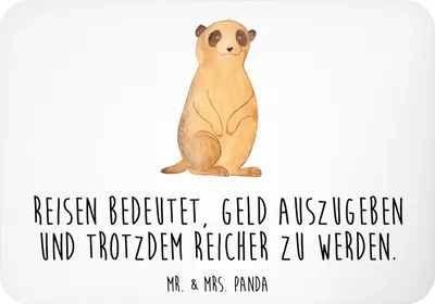 Produktbild von Mr. & Mrs. Panda Kühlschrankmagnet Erdmännchen - Weiß - Geschenk, Traveling, Afrika, Spruch, Notizhalter, haftmagnet, tafelmagnet, Roadtrip, magnet, Reisen