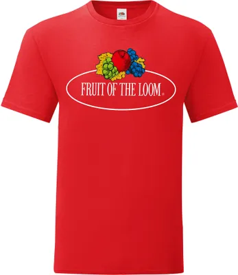 Produktbild von Fruit of the Loom Iconic 150 T-Shirt mit Vintage-Logo auf der Brust Farbe: rot - Vintage-Logo groß Größe: S
