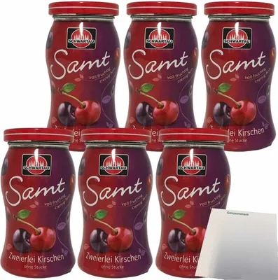 Produktbild von Schwartau Samt zweierlei Kirschen Fruchtaufstrich ohne Stücke 6er Pack (6x270g Glas) + usy Block