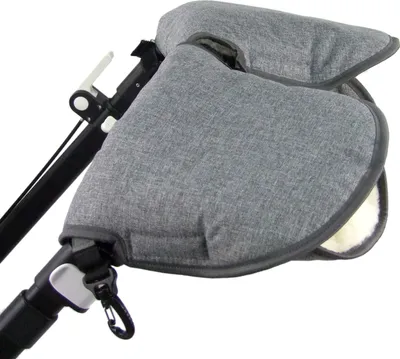 Produktbild von BAMBINIWELT universaler Muff Handwärmer Handschuhe für Kinderwagen Buggy Jogger mit Wolle 2-TEILIG MELIERT DUNKELGRAU
