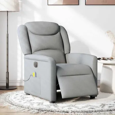 Produktbild von vidaXL Massagesessel Elektrisch Hellgrau Stoff