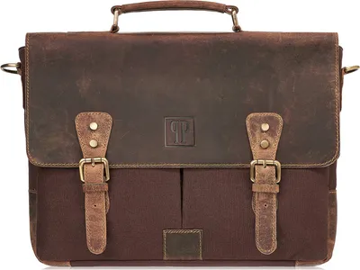 Produktbild von Paolo Peruzzi Herrentasche Umhängetasche Arbeit Tache aus Echtes Leder Vintage-Stil Neu groß Braun