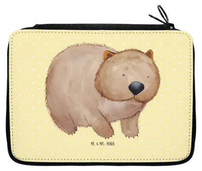 Produktbild von Mr. & Mrs. Panda Federmäppchen Wombat - Gelb Pastell - Geschenk, Bleistiftetui, Australien, Schlampermäppchen, Spruch, Lustige Sprüche, Motivation, Etui, Stifteetui