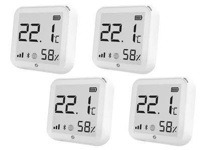 Produktbild von SHELLY WLAN Temperatur & Feuchtigkeitssensor, H&T, Batteriebetrieb, weiß, 4 Stück