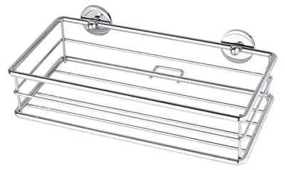 Imagen del producto de Cesta de almacenamiento Tesa BAATH+, de un solo nivel, de forma cuadrada, cromada, incluye sistema de fijación adhesiva