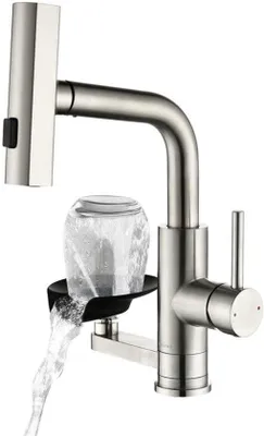 Productafbeelding van Keukenkraan met bekerreiniger, uittrekbaar, 3 waterstandstanden