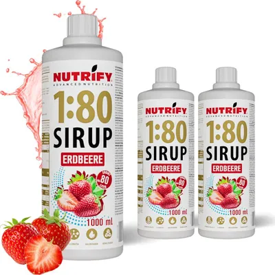 Produktbild von NUTRIFY Vital Drink Sirup1:80 Erdbeere 12 x 1L Sportgetränk Konzentrat