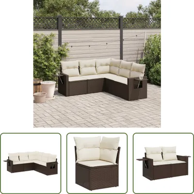 Produktbild von The Living Store 5-tlg. Garten-Sofagarnitur mit Kissen Braun Poly Rattan