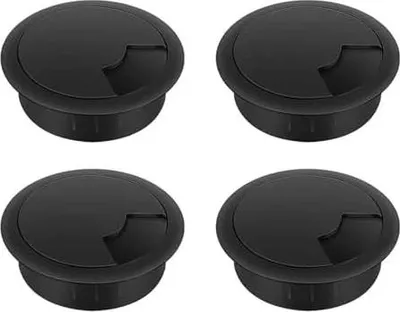 Produktbild von 4 Stück Kabeldurchführung Schreibtisch, 60mm Kabeldurchlass Kunststoff Tisch für Tisch Office Schreibtische Kabelauslassdose Schwarz