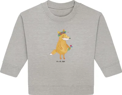 Produktbild von Mr. & Mrs. Panda Organic Baby Pullover Fuchs Blumen 24. - 36. Monat - Heather Grey - Geschenk, Bullover, Blume, Blumenliebe, Mich, Boho, Liebe