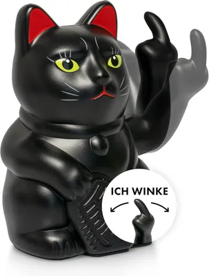 Produktbild von Winkekatze 15 cm, mattschwarz, Kunststoff, für Innenbereich