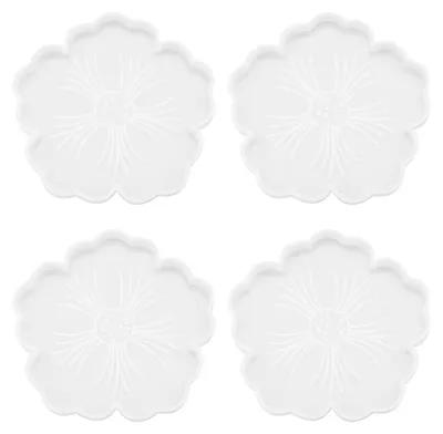Productafbeelding van Siliconen vormen, onderzetters, bloemmotief, 4 stuks, diameter 12 cm, wit
