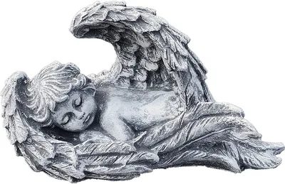 Immagine prodotto di figura in pietra stoneandstyle figura da giardino angelo con ala in pietra fusa resistente al gelo e alle intemperie resistente all'inverno