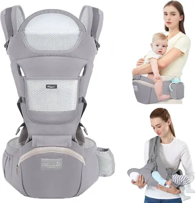 Produktbild von MODFU Kindertrage Bauchtrage Rückentrage Babytrage Neugeborene bis Kleinkinder Ergonomische,gemütliche und leichte Babytrage für 3-20kg grau