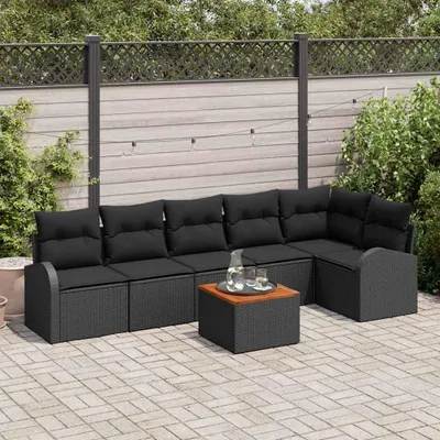 Zdjęcie produktu dla Maison Exclusive - Zestaw mebli ogrodowych, sofa i 6 foteli, czarny, wykonane z rattanu syntetycznego