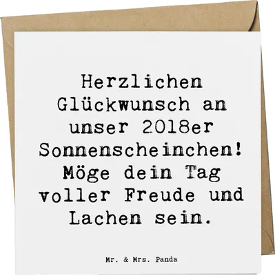 Produktbild von Mr. & Mrs. Panda Grußkarte Spruch 2018 Geburtstag Sonnenscheinchen - Weiß - Geschenk, doppelkarte, Alter, faltkarte, Jahr, Geburtstagsspruch, Glückwunsch, Erinnerungen