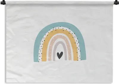 Produktbild von MuchoWow® Wandteppich Wandbehang Regenbogen - Mädchen - Jungen - Herz - Pastell 120x90 cm Tapisserie Dekoration Wandtuch - Wohnen - Aufhänger für die Wand