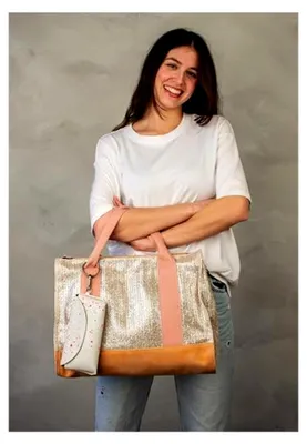 Produktbild von Tote Bag Limited Painted Straw Shopper Silver Nature