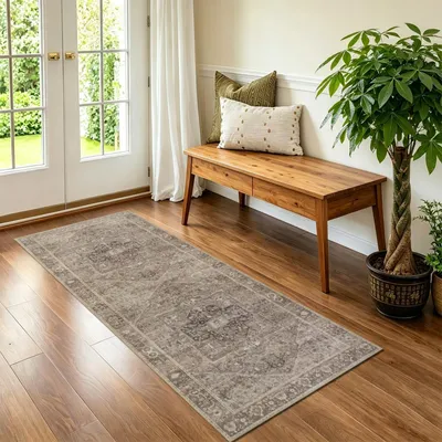 Zdjęcie produktu dla Omgoods - Dywan podbiegunowy, 60x150 cm - Antypoślizgowy, Możliwość prania, Kolor taupe