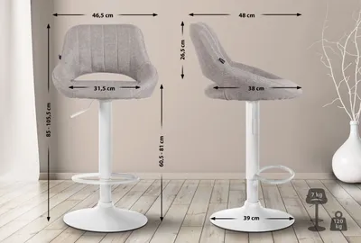 Produktbild von 2er Set Barhocker Milet Stoff W grau
