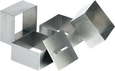 Produktbild von 5er Set Schaumspeiseform Mousse Speise Dessert Ring Form Quadrat Edelstahl