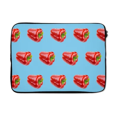 Produktbild von MuchoWow® Laptop Hülle 14 ZollPaprika - Gemüse - Muster - Blau Laptoptasche - Laptoptasche - Stoßsicher - Schutzhaube