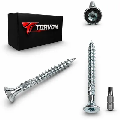 Produktbild von TORVON Premium Holzschrauben Senkkopf Vollgewinde weiß verzinkt 3 x 40 mm 500 St. inkl. Bit, KI-generiertes Bild