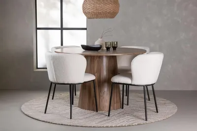 Produktbild von Essgruppe EDINA Esstischgruppe Ø120cm - Esstisch mit 4 Esszimmerstühlen