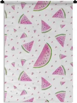 Produktbild von MuchoWow® Wandteppich Wandbehang Wassermelone - Aquarell - Pastell 90x135 cm Tapisserie Dekoration Wandtuch - Baumwolle - Wandskulptur