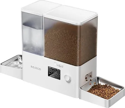 Produktbild von Rojeco 2-in-1 Trinkbrunnen 3,5l & Futterautomat 5l Weiß