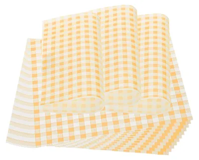 100er Pack fettbeständiges Sandwichpapier, 22x22 cm, gelb-weiß kariert