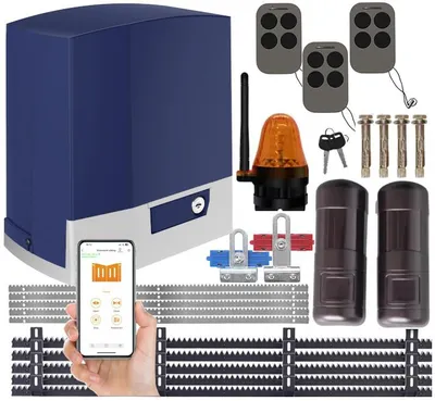 Imagen del producto de Kit de motorización para puertas corredizas DP1000 con conexión WiFi, 3 mandos a distancia y 5 tiras de luces LED