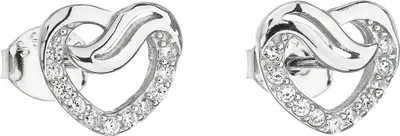 Image de Boucles d'oreilles en argent avec cœur blanc 11114.1