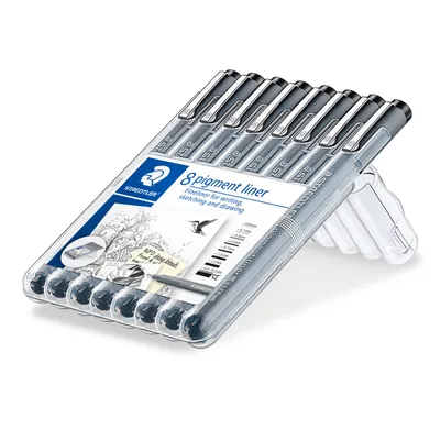 Zdjęcie produktu dla STAEDTLER® 308 SB8 pisak pigmentowy czarny, opakowanie 8 sztuk