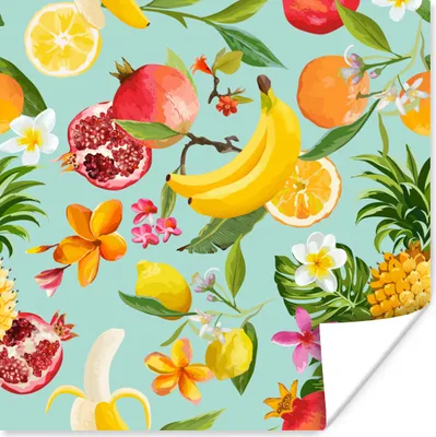Produktbild von MuchoWow® Poster Obst - Tropisch - Grün 100x100 cm - Babyzimmer