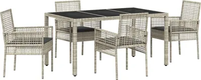 Immagine prodotto di vidaXL Set da pranzo per esterno, 5 pezzi, rattan sintetico grigio chiaro