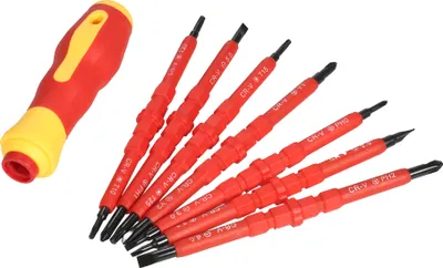 Obrázek produktu pro sada výměnných izolovaných šroubováků 7 v 1 500V s magnetickými křížovými a drážkovanými bity Sada elektrikářského opravárenského nářadí
